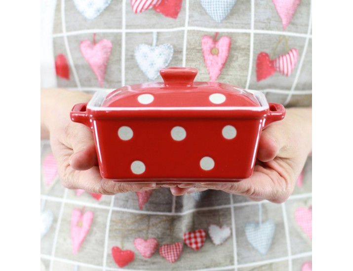 Маслёнка Isabelle Rose Red with dots 16,5*10*8см