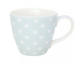 Кружка 370мл Greengate Penny pale blue heart голубой
