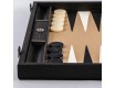 Нарды с боковыми стойками 48x30см Manopoulos BACKGAMMON коричневая эко-кожа фон бежевый рисунок черно-белый ручная работа