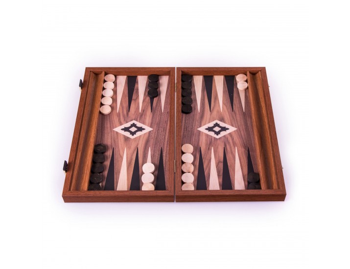 Нарды с боковыми стойками 38x23см Manopoulos BACKGAMMON рисунок черный дуб ручная работа