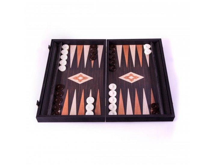 Нарды с боковыми стойками 38x23см Manopoulos BACKGAMMON рисунок орех + дуб ручная работа