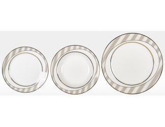 Набор тарелок на 6 персон 18 предметов Japonica Серые полоски Y05-54H-2