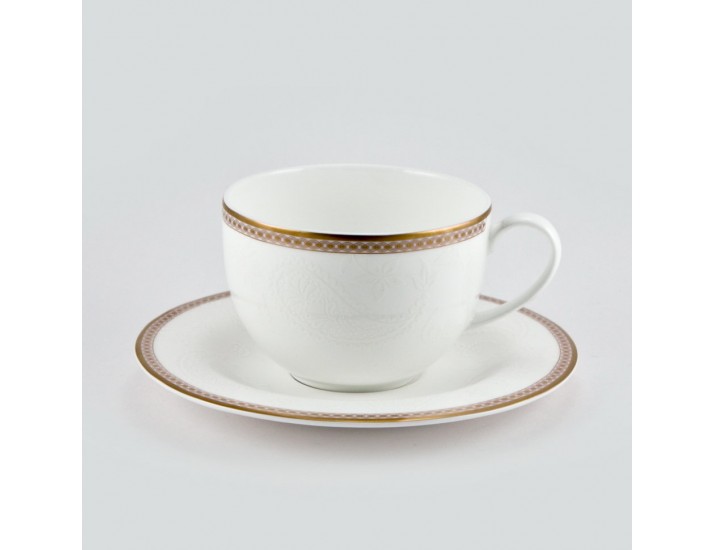 Чайная пара 210мл Royal Bone China Золотая вышивка