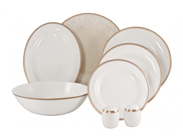 Столовый сервиз на 6 персон 21 предмет Royal Bone China Золотая вышивка