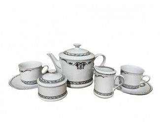Сервиз чайный на 6 персон 15 предметов Rudolf Kampf Savio Firmino Роза и ленты декор 2275 платина 02160725-2275
