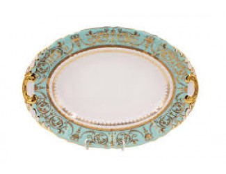 Блюдо овальное 39см Rudolf Kampf  Национальные традиции 238B, бирюзовый 07111515-238B