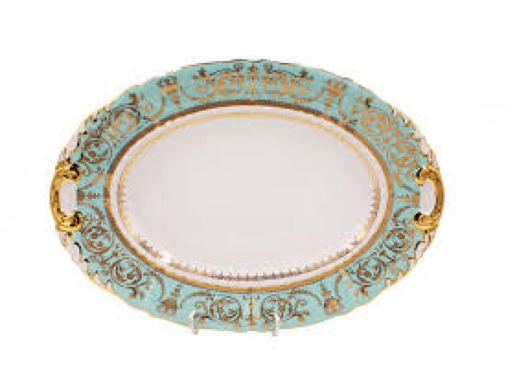 Блюдо овальное 39см Rudolf Kampf  Национальные традиции 238B, бирюзовый 07111515-238B