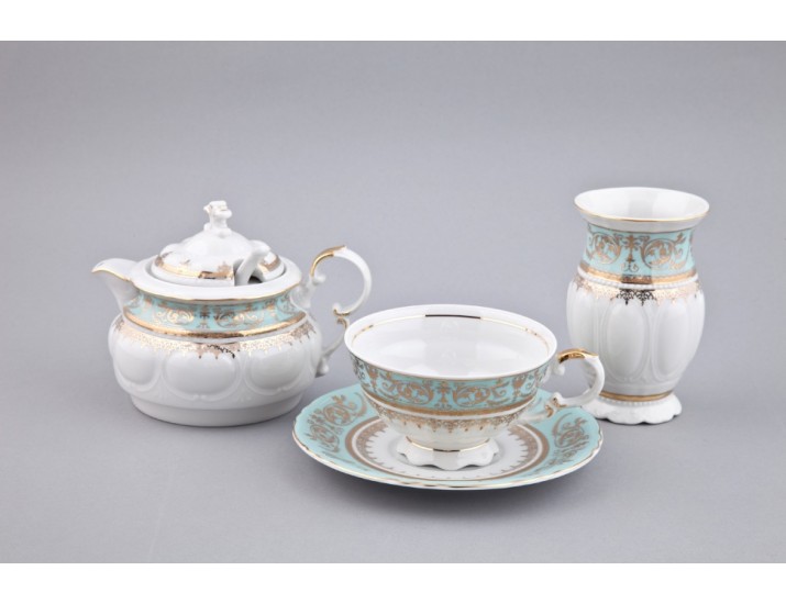 Подарочный набор чайный Rudolf Kampf 1 персона 6 предметов, Национальные традиции 238B, бирюзовый 07140824-238Bk