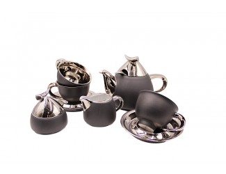 Сервиз чайный Rudolf Kampf Кельт на 6 персон 15 предметов чёрный с платиной 52160728-252Bk