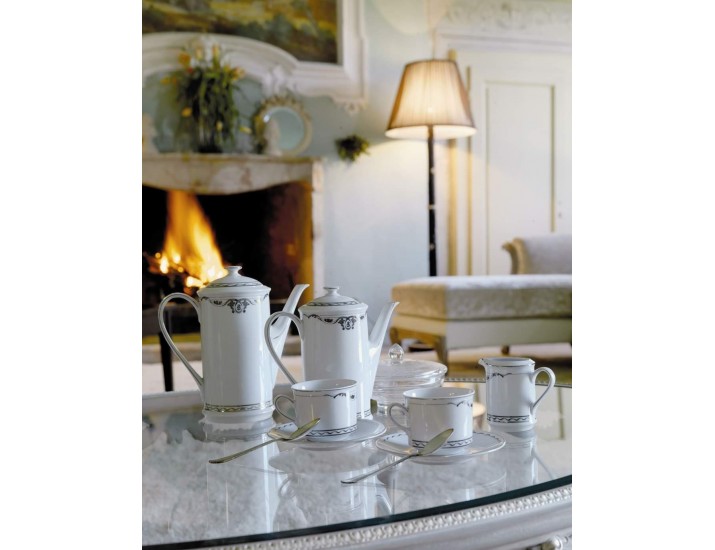 Сервиз чайный на 6 персон 15 предметов Rudolf Kampf Savio Firmino Роза и ленты декор 2275 платина 02160725-2275