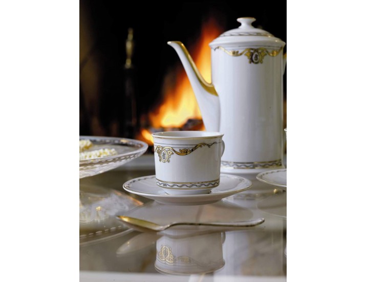 Набор чайных пар на 2 персоны 4 предмета Rudolf Kampf Роза и ленты 0,20л декор 2274 золото 02140415-2274k