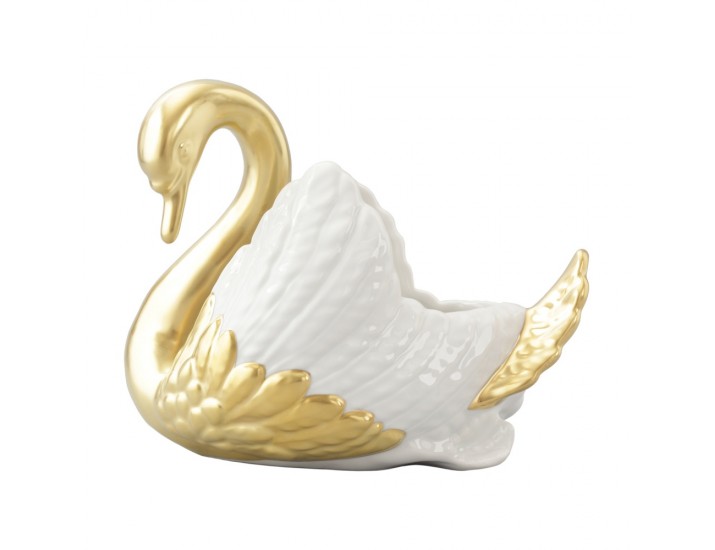 Лебедь Rudolf Kampf конфетница (золото с белыми крылья) 