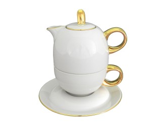 Восточный набор Rudolf Kampf Duo 3 предмета (чайник0,4+чашка0,2) белый с золотом 42140825-2566