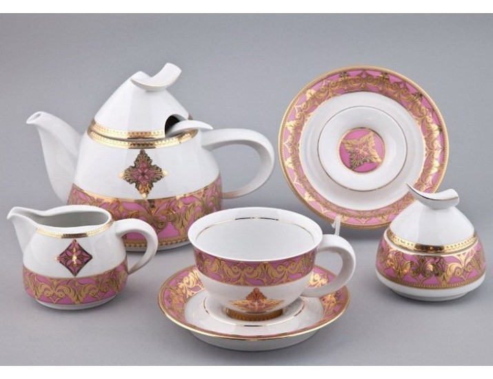 Сервиз чайный Rudolf Kampf Кельт с чайником 1,20л, розовый 52160728-2296k
