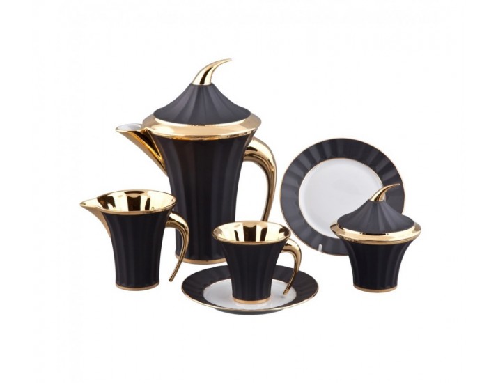 Сервиз чайный Rudolf Kampf Древний Египет 15 предметов 6 персон черный с золотом 61160725-2112