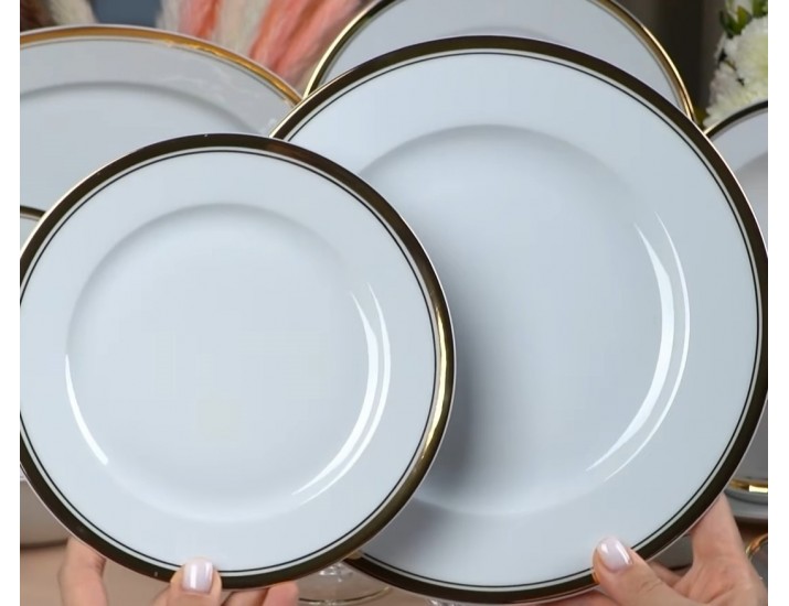 Набор тарелок 18 предметов Leander Сабина Отводка золото декор 0511