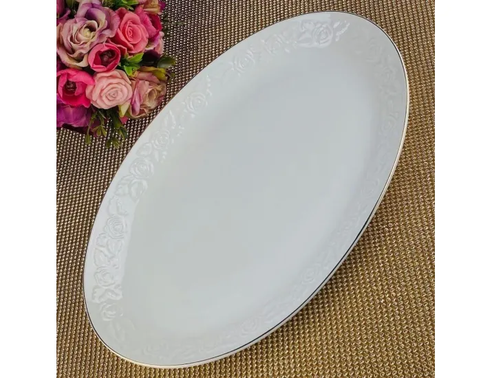 Блюдо овальное 32см Lenardi Белая роза 109-157