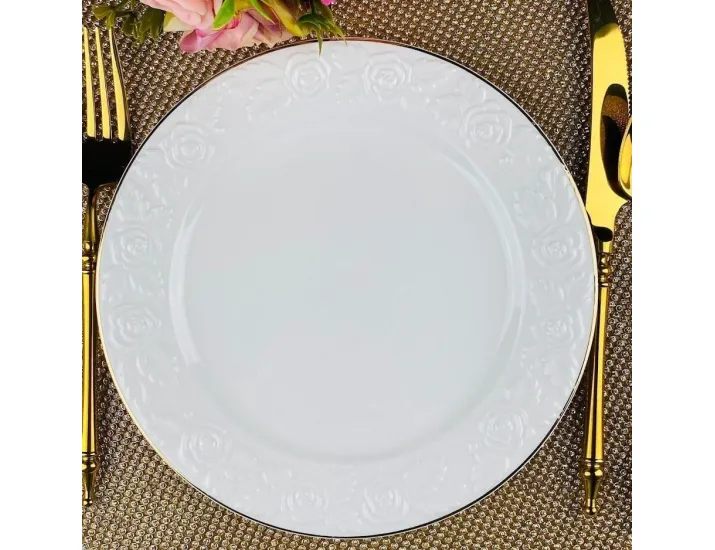 Набор из 6 тарелок 26см Lenardi Белая роза 109-161