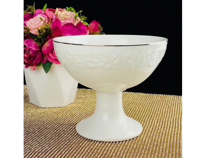 Конфетница 16см на ножке Lenardi Белая роза 109-165