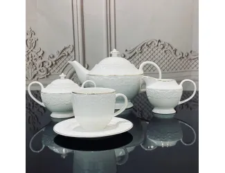 Чайный сервиз на 6 персон 17 предметов 250 мл Lenardi Белая роза 109-183