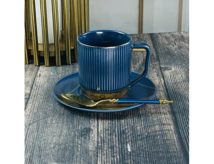 Чайный набор 12предметов 250мл Lenardi Wood синий 133-382