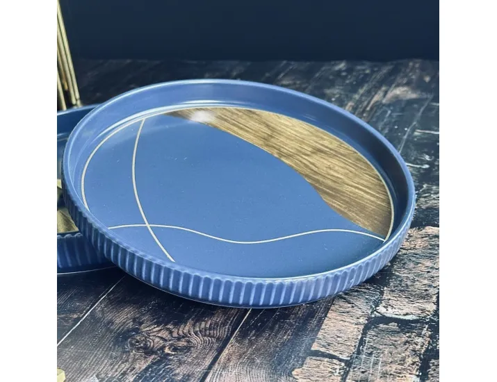 Тарелка 20см Lenardi Wood синяя 133-386