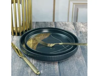 Тарелка 20см Lenardi Wood чёрная 133-387