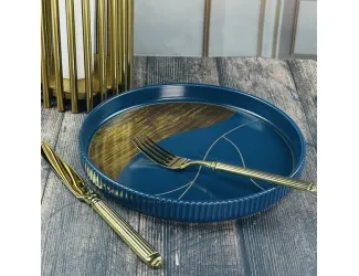 Тарелка 25см Lenardi Wood синяя 133-388