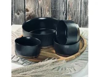 Набор салатников 7предметов Lenardi Wood чёрный 133-391