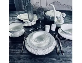 Обеденный сервиз на 6 персон 30 предметов Lenardi Версаль серебро 145-591