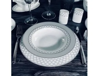 Набор из 6 глубоких тарелок 23см Lenardi Версаль серебро 145-598