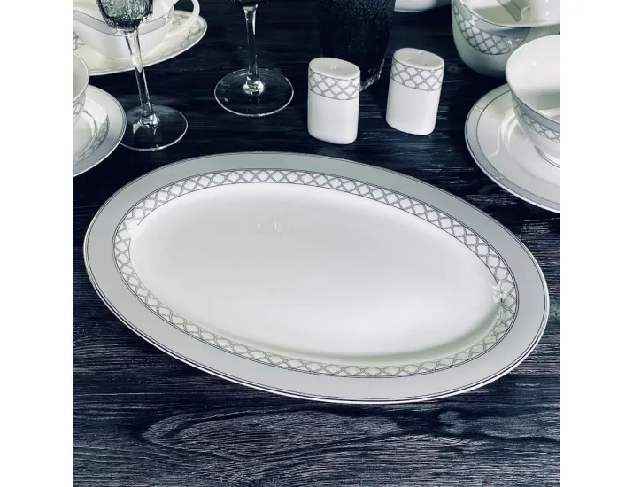 Овальное блюдо 35,5см Lenardi Версаль серебро 145-600