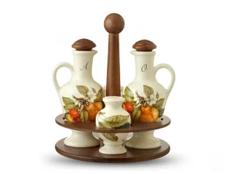 Набор для специй NUOVA CER Груша 5 предметов (2 бутылки для масла+солонка+перечница на подставке)