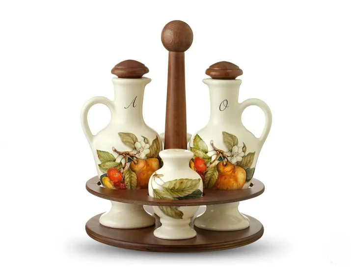 Набор для специй NUOVA CER Груша 5 предметов (2 бутылки для масла+солонка+перечница на подставке)