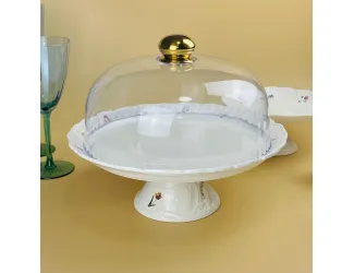 Тортовница 30х25см на ножке с крышкой Lenardi Крокус 109-222