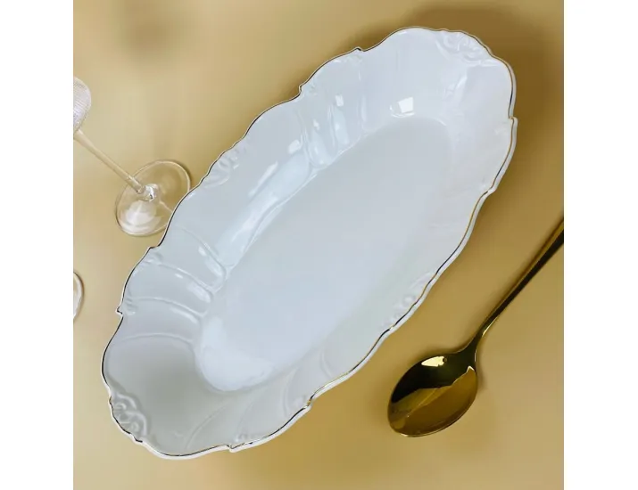 Овальное блюдо 36х21,5х5см Lenardi Крокус золото 109-245