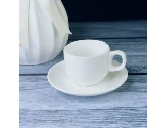 Чашка с блюдцем 90мл Lenardi Bianco 118-073