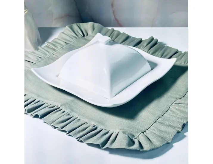 Квадратное блюдо 23см с крышкой Lenardi Bianco 118-123