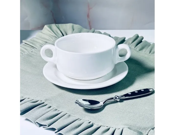 Бульонница 11,5см,400 мл с блюдцем Lenardi Bianco 118-127