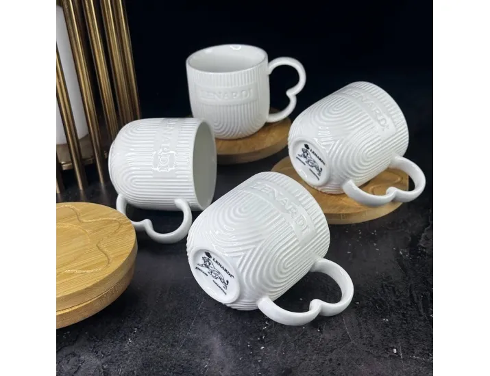 Кофейный набор 12предметов 125мл на подставке Lenardi Bamboo 140-052