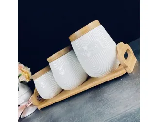 Набор из 3 банок 1000/600/320мл на подставке Lenardi Bamboo 140-074