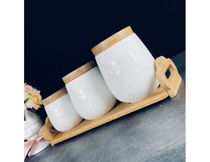Набор из 3 банок 1000/600/320мл на подставке Lenardi Bamboo 140-074