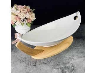 Овальное блюдо 42см на подставке Lenardi Bamboo 140-092