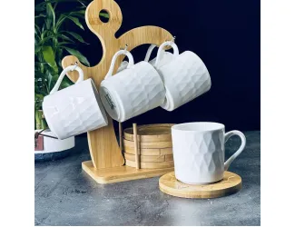 Кофейный набор 12 предметов 170мл на подставке Lenardi Bamboo 140-108