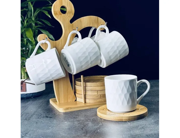 Кофейный набор 12 предметов 170мл на подставке Lenardi Bamboo 140-108