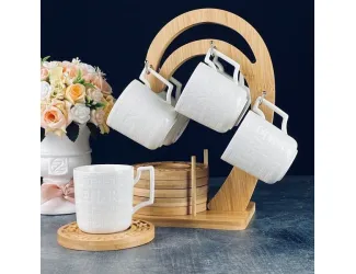 Кофейный набор 12предметов 130мл на подставке Lenardi Bamboo 140-114