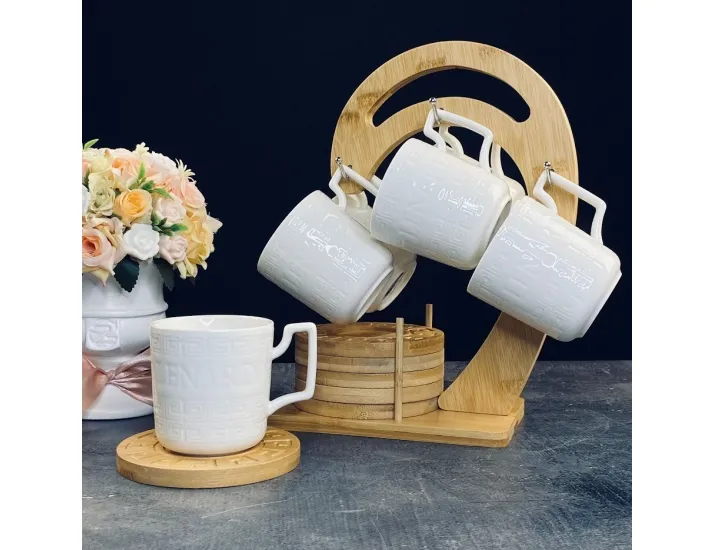 Кофейный набор 12предметов 200мл на подставке Lenardi Bamboo 140-115