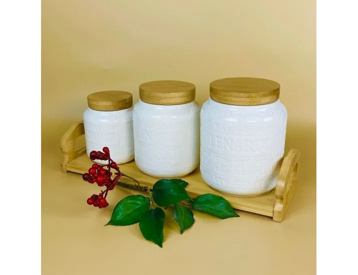 Набор из 3 банок1000/600/360мл на подставке Lenardi Bamboo 140-132