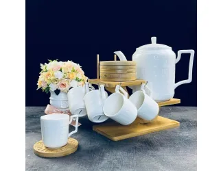 Кофейный набор 13предметов на подставке Lenardi Bamboo 140-142