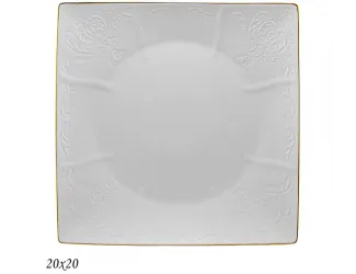 Тарелка квадратная 20см Lenardi Maria gold 226-125